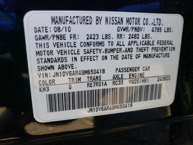 Photo 10 from auction – 2011 INFINITI G25 with VIN JN1DV6AR4BM650418