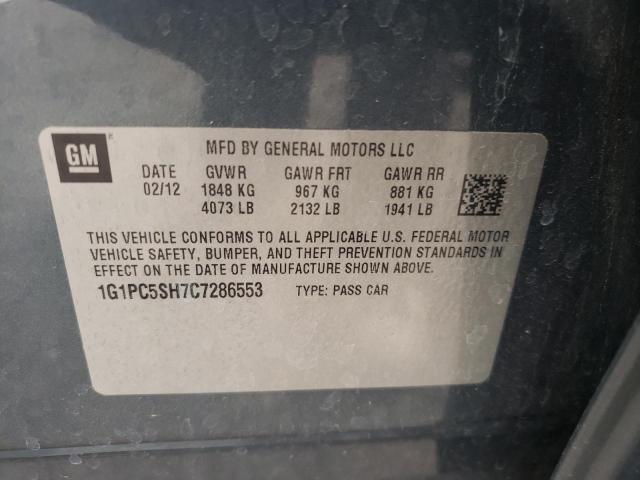 Photo 10 from auction – 2012 CHEVROLET CRUZE LS with VIN 1G1PC5SH7C7286553
