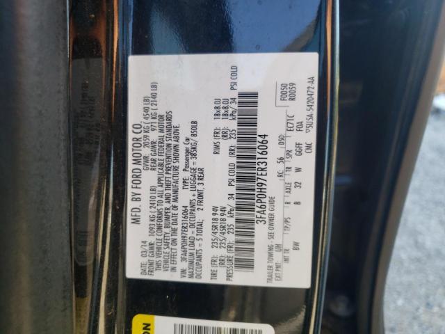 Photo 10 from auction – 2014 FORD FUSION SE with VIN 3FA6P0H97ER316064