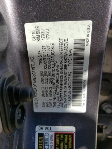 Foto 10 de la subasta – 2016 HONDA CIVIC con VIN 5J6RM4H45GL073362
