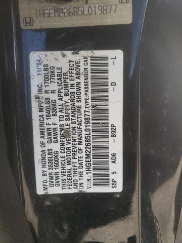 Photo 10 from auction – 2005 HONDA CIVIC LX with VIN 1HGEM22685L019877