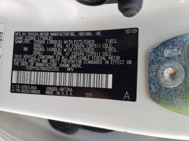 Photo 10 from auction – 2010 TOYOTA SEQUOIA PL with VIN 5TDYY5G19AS025355