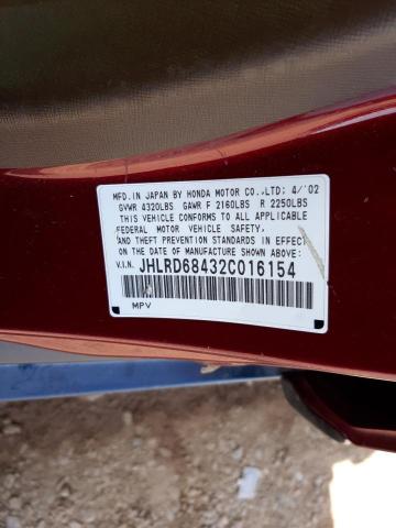 Photo 10 from auction – 2002 HONDA CR-V LX with VIN JHLRD68432C016154