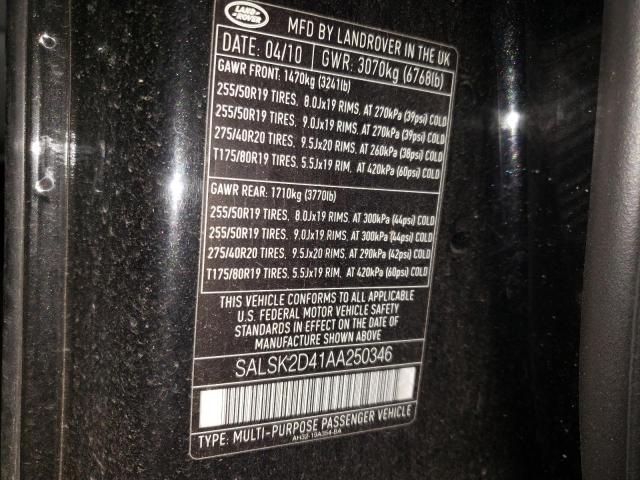 Photo 10 from auction – 2010 LAND ROVER RANGE ROVE with VIN SALSK2D41AA250346