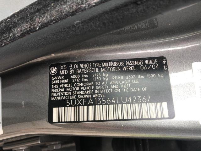 Photo 10 from auction – 2004 BMW X5 3.0I with VIN 5UXFA13564LU42367