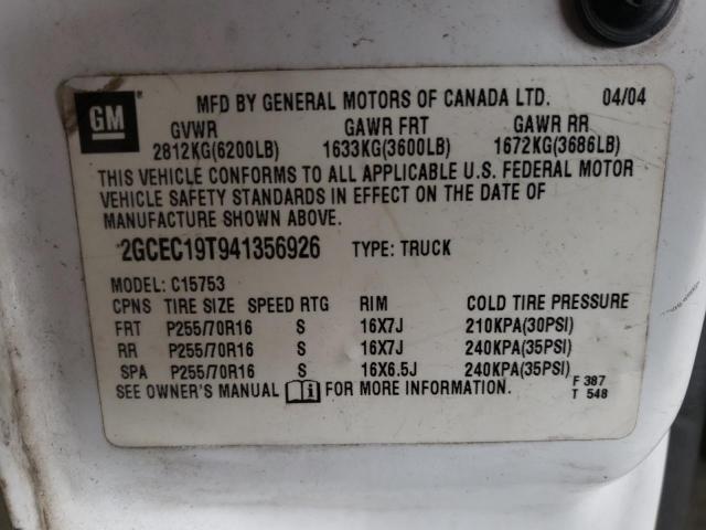 Photo 10 from auction – 2004 CHEVROLET SILVERADO with VIN 2GCEC19T941356926