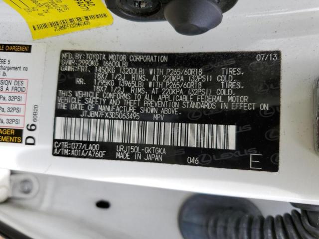 Photo 10 from auction – 2013 LEXUS GX 460 with VIN JTJBM7FX3D5063495