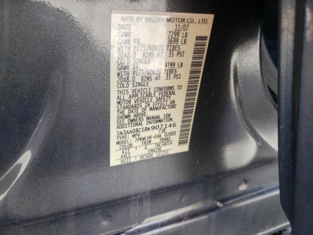 Photo 10 from auction – 2008 INFINITI QX56 with VIN 5N3AA08C18N907146