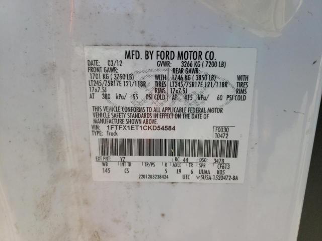 Photo 10 from auction – 2012 FORD F150 SUPER with VIN 1FTFX1ET1CKD54584