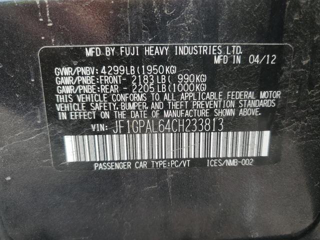 Photo 10 from auction – 2012 SUBARU IMPREZA SP with VIN JF1GPAL64CH233813