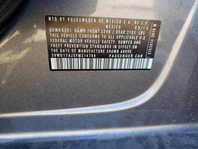 Photo 10 from auction – 2015 VOLKSWAGEN JETTA SE with VIN 3VWD17AJXFM214799