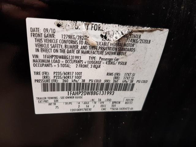 Photo 10 from auction – 2011 FORD TAURUS SE with VIN 1FAHP2DW8BG131993