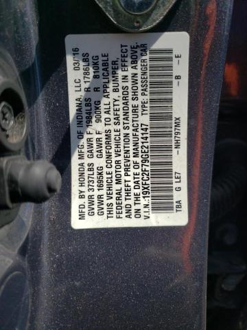 Zdjęcie 10 z aukcji – 2016 HONDA CIVIC EX z VIN 19XFC2F79GE214147