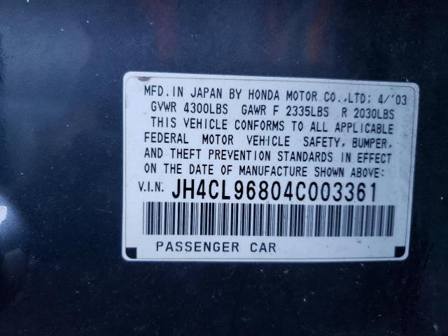 Photo 10 from auction – 2004 ACURA TSX with VIN JH4CL96804C003361