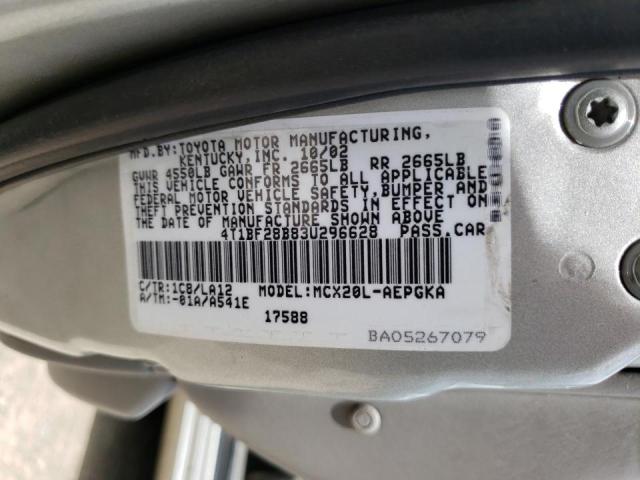 Photo 10 from auction – 2003 TOYOTA AVALON XL with VIN 4T1BF28B83U296628