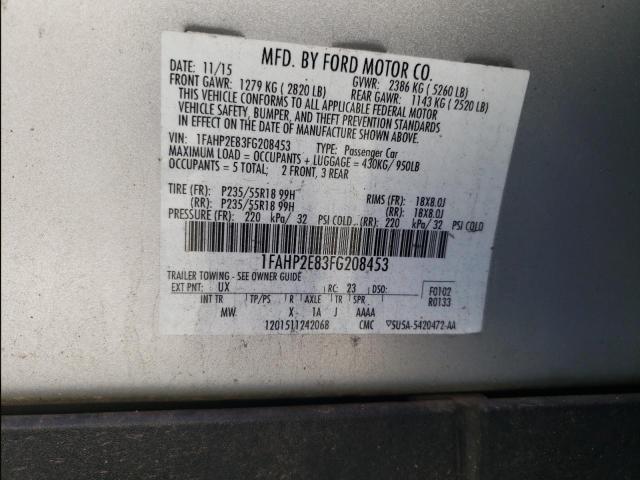 Photo 10 from auction – 2015 FORD TAURUS SEL with VIN 1FAHP2E83FG208453