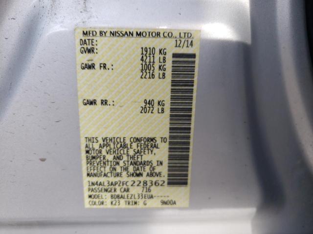 Photo 10 from auction – 2015 NISSAN ALTIMA 2.5 with VIN 1N4AL3AP2FC228362