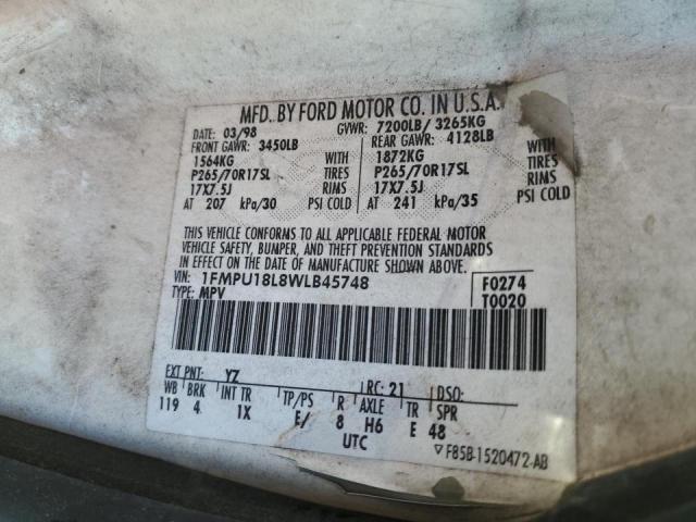 Photo 10 from auction – 1998 FORD EXPEDITION with VIN 1FMPU18L8WLB45748