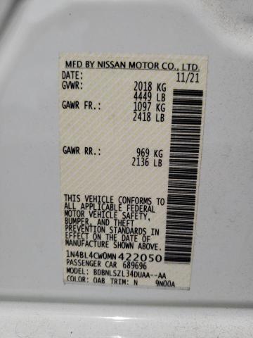 Photo 10 from auction – 2021 NISSAN ALTIMA SR with VIN 1N4BL4CW0MN422050