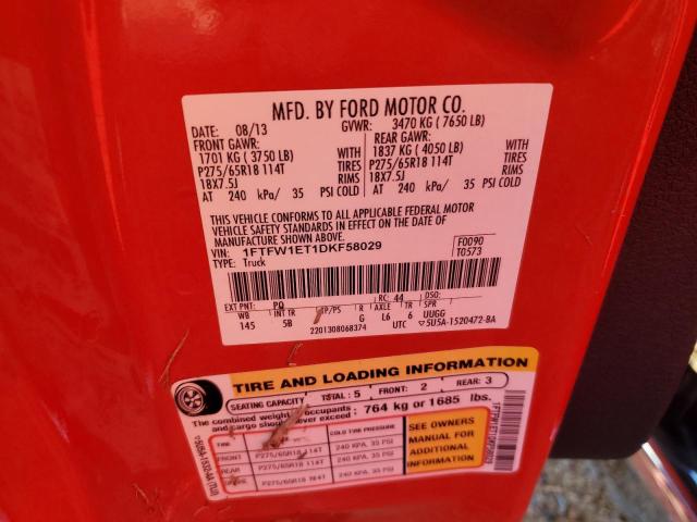 Photo 10 from auction – 2013 FORD F150 SUPER with VIN 1FTFW1ET1DKF58029