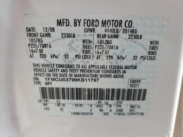 Photo 10 from auction – 2009 FORD ESCAPE XLT with VIN 1FMCU03799KB11797