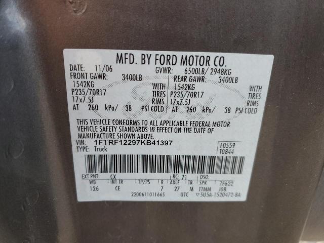 Photo 10 from auction – 2007 FORD F150 with VIN 1FTRF12297KB41397