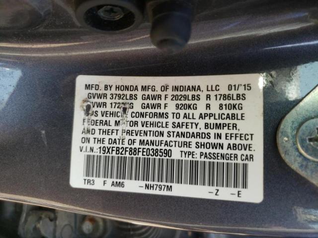Photo 10 from auction – 2015 HONDA CIVIC EX with VIN 19XFB2F88FE038590