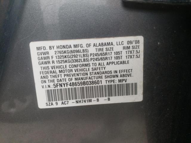 Photo 10 from auction – 2009 HONDA PILOT EXL with VIN 5FNYF48659B038601