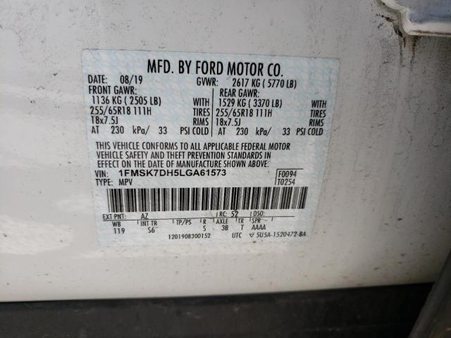 Photo 10 from auction – 2020 FORD EXPLORER X with VIN 1FMSK7DH5LGA61573