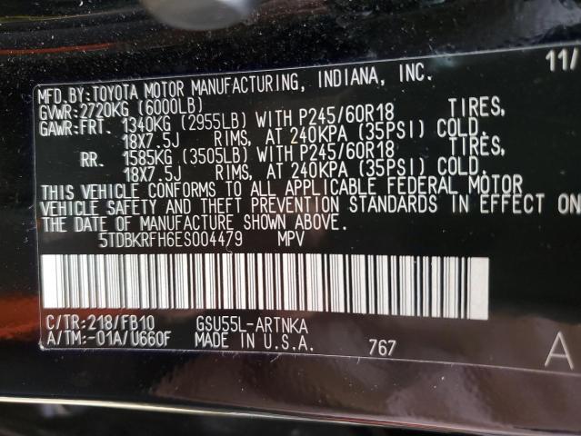 Photo 10 from auction – 2014 TOYOTA HIGHLANDER with VIN 5TDBKRFH6ES004479