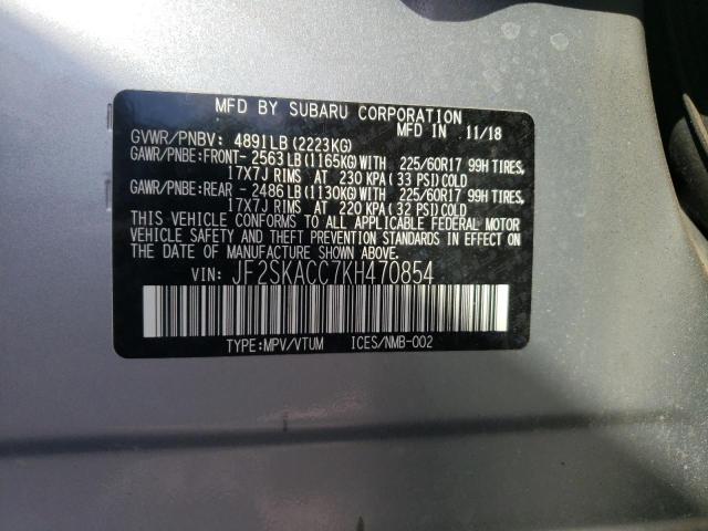 Photo 10 from auction – 2019 SUBARU FORESTER with VIN JF2SKACC7KH470854