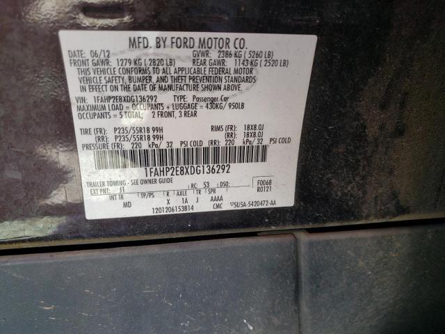 Photo 10 from auction – 2013 FORD TAURUS SEL with VIN 1FAHP2E8XDG136292
