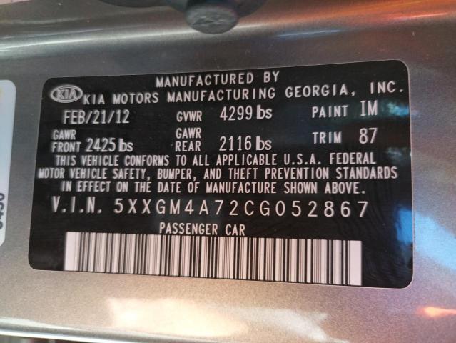 Photo 10 from auction – 2012 KIA OPTIMA LX with VIN 5XXGM4A72CG052867