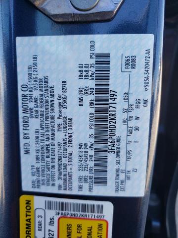Photo 10 from auction – 2019 FORD FUSION SE with VIN 3FA6P0HD2KR171497