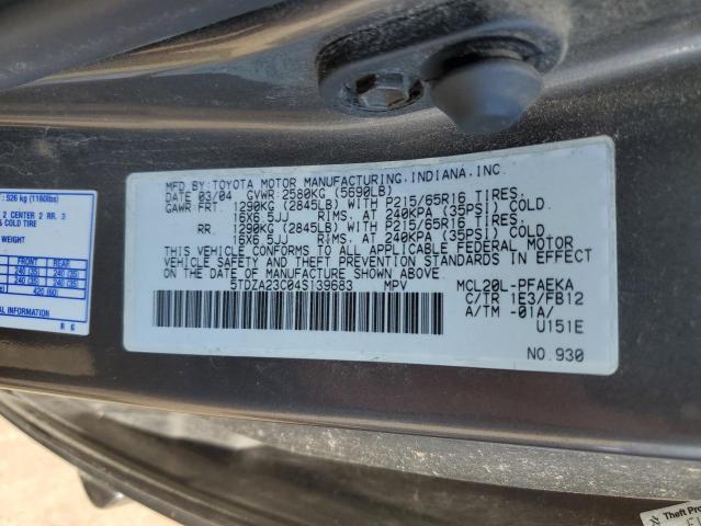 Photo 10 from auction – 2004 TOYOTA SIENNA CE with VIN 5TDZA23C04S139683