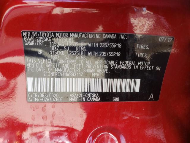 Photo 10 from auction – 2017 TOYOTA RAV4 SE with VIN 2T3NFREV4HW393117