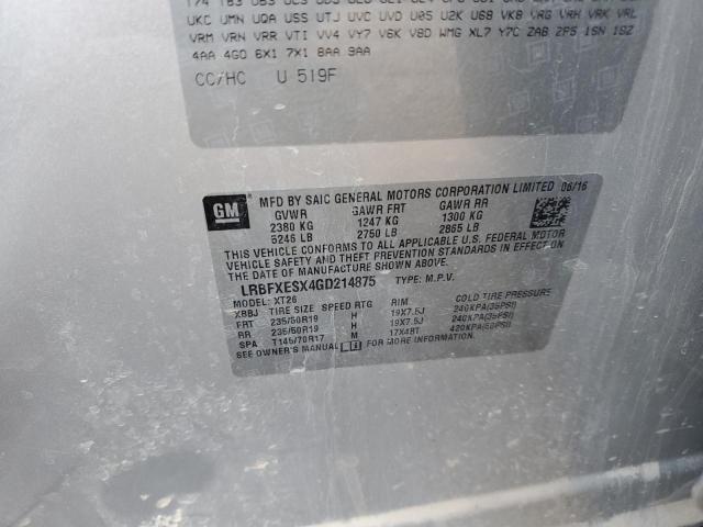 Photo 10 from auction – 2016 BUICK ENVISION P with VIN LRBFXESX4GD214875