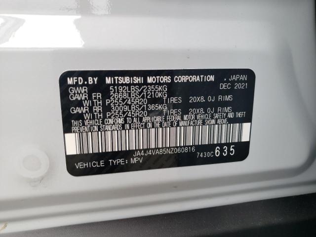 Photo 10 from auction – 2022 MITSUBISHI OUTLANDER with VIN JA4J4VA85NZ060816