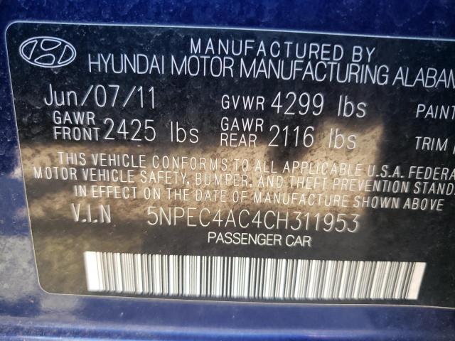 Photo 10 from auction – 2012 HYUNDAI SONATA SE with VIN 5NPEC4AC4CH311953