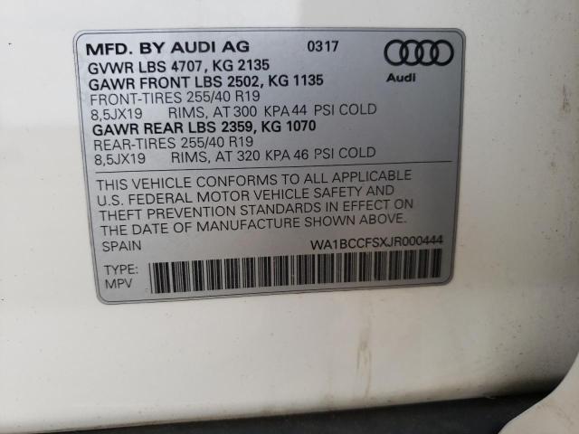 Photo 10 from auction – 2018 AUDI Q3 PREMIUM with VIN WA1BCCFSXJR000444