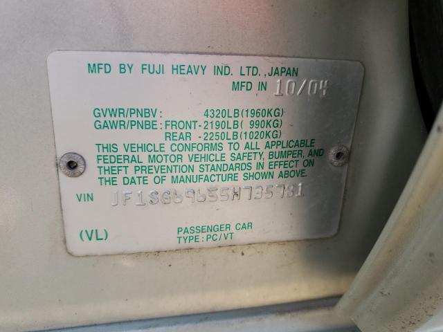 Photo 10 from auction – 2005 SUBARU FORESTER 2 with VIN JF1SG69655H735781