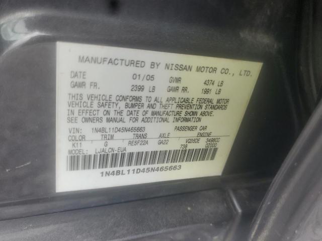 Photo 10 from auction – 2005 NISSAN ALTIMA SE with VIN 1N4BL11D45N465663