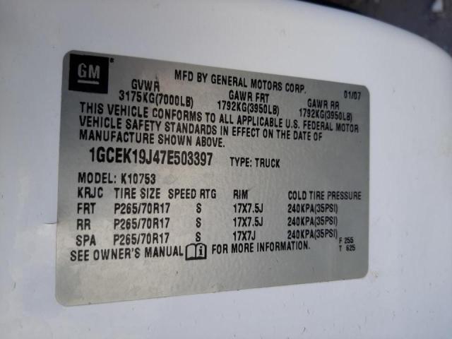 Photo 10 from auction – 2007 CHEVROLET SILVERADO with VIN 1GCEK19J47E503397