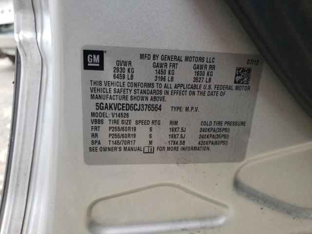 Photo 10 from auction – 2012 BUICK ENCLAVE with VIN 5GAKVCED6CJ376564