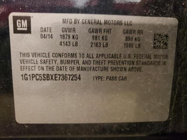 Photo 10 from auction – 2014 CHEVROLET CRUZE LT with VIN 1G1PC5SBXE7367254