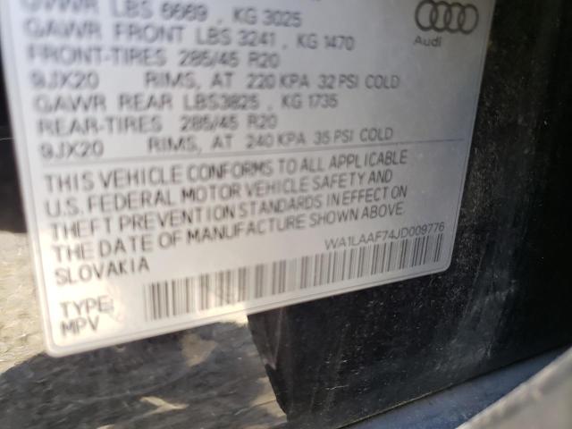 Photo 10 from auction – 2018 AUDI Q7 PREMIUM with VIN WA1LAAF74JD009776