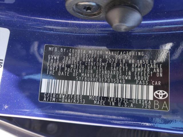 Photo 10 from auction – 2014 TOYOTA COROLLA L with VIN 5YFBURHEXEP015040