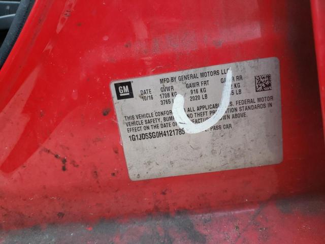Photo 10 from auction – 2017 CHEVROLET SONIC LT with VIN 1G1JD5SG0H4121785
