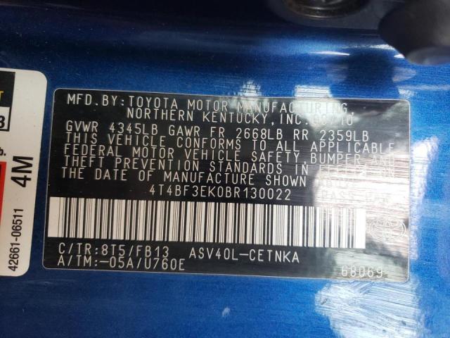 Photo 10 from auction – 2011 TOYOTA CAMRY BASE with VIN 4T4BF3EK0BR130022