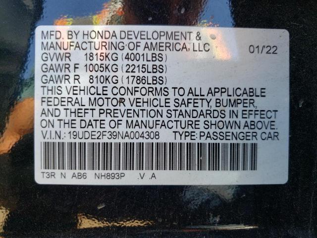 Photo 10 from auction – 2022 ACURA ILX with VIN 19UDE2F39NA004308